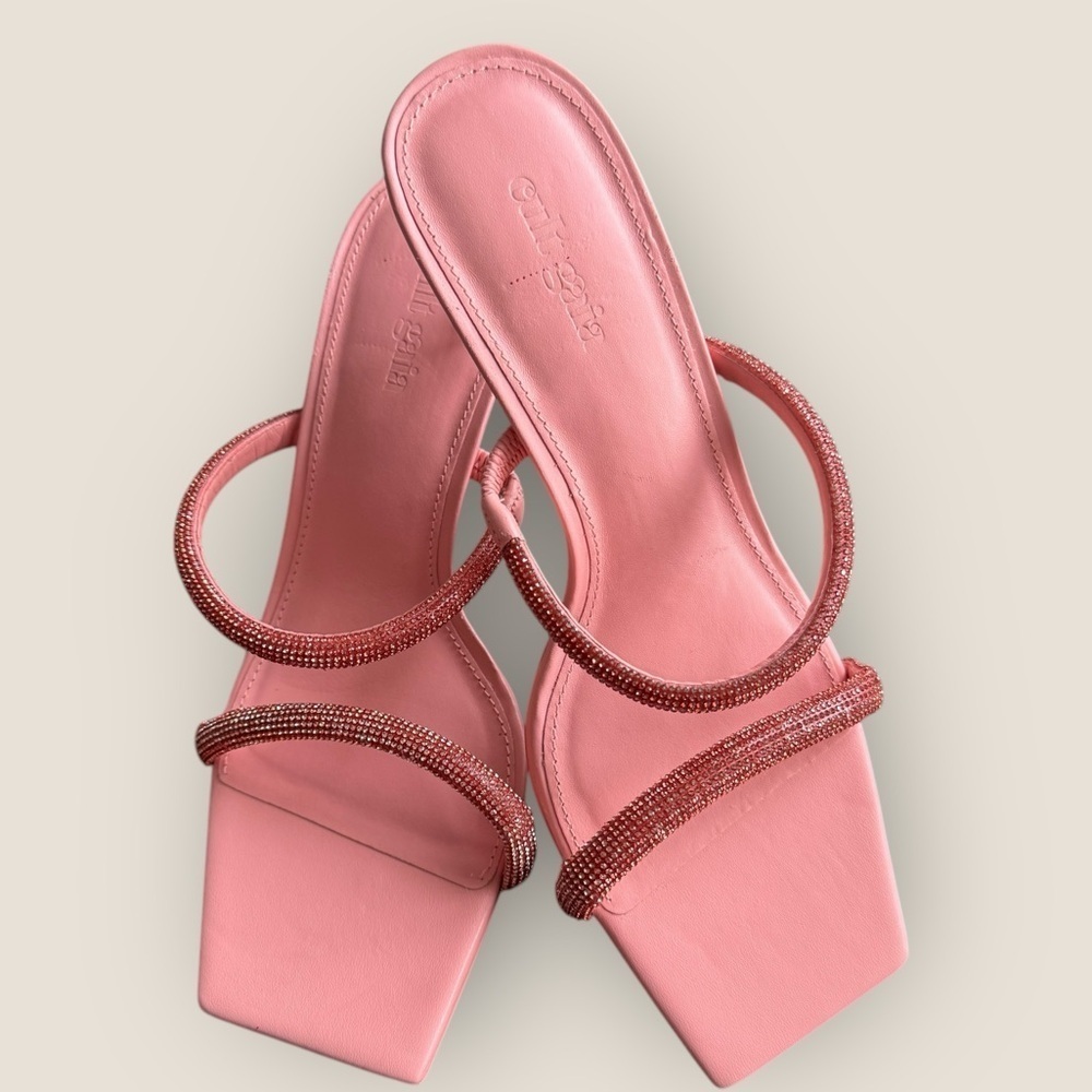Cult Gaia | Rhinestone-Embellished 50mm Sandals | Size 36 | Pink